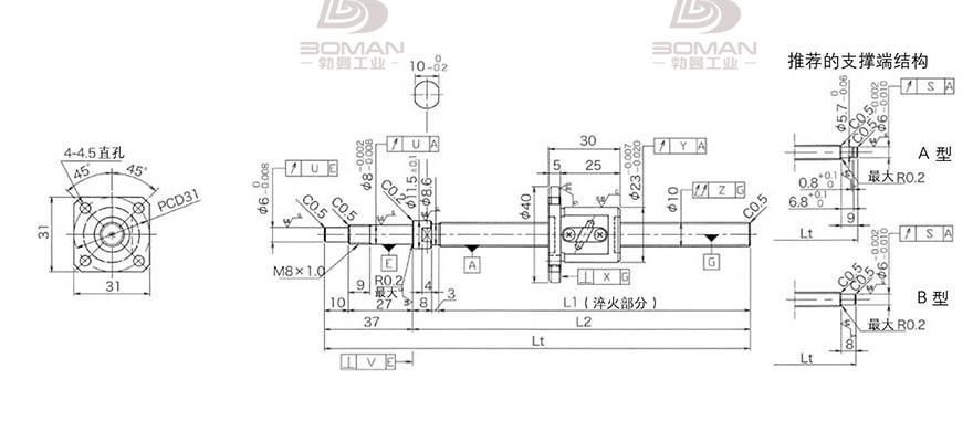 KURODA GP1002DS-EAFR-0320B-C3S 日本黑田滚珠丝杠型号
