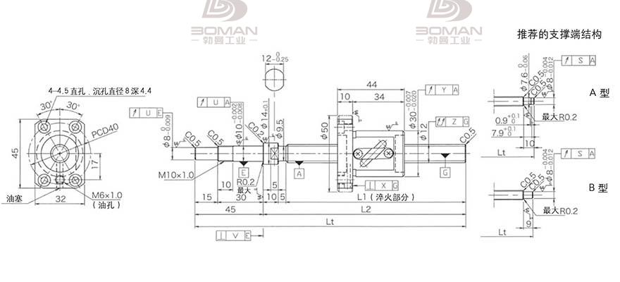 KURODA GP1205DS-BALR-0450B-C3F 黑田精工滚珠丝杠